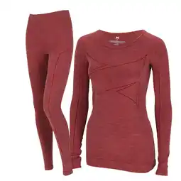 Decathlon Xtreme Thermoset Dames Merino Wol - Thermoshirt + Thermolegging - Rood aanbieding
