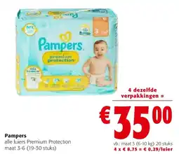 Colruyt Pampers alle luiers Premium Protection maat 3-6 (19-30 stuks) aanbieding