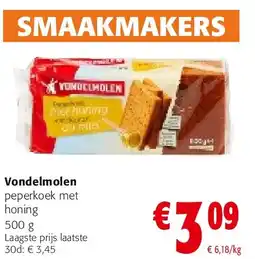 Colruyt Vondelmolen peperkoek met honing 500 g aanbieding