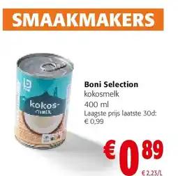 Colruyt Boni Selection kokosmelk 400 ml aanbieding