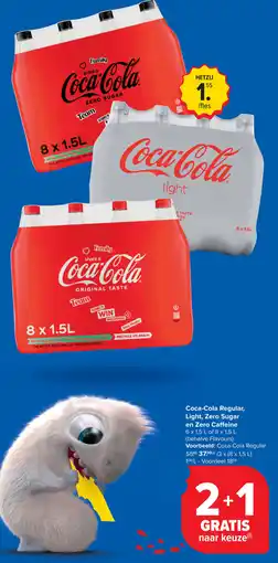 Carrefour Coca-Cola Regular, Light, Zero Sugar en Zero Caffeine aanbieding