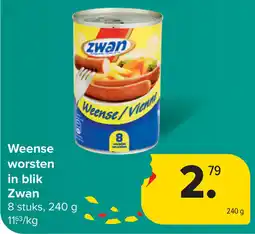 Carrefour Weense worsten in blik Zwan aanbieding