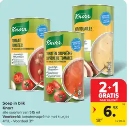 Carrefour Soep in blik Knorr aanbieding