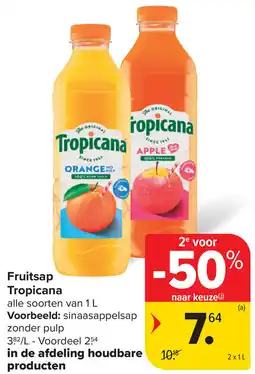 Carrefour Fruitsap Tropicana aanbieding