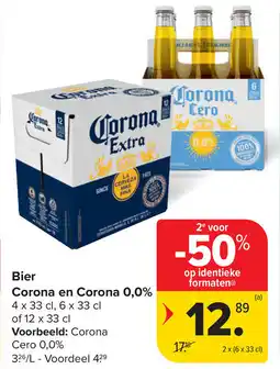 Carrefour Bier Corona en Corona 0,0% aanbieding