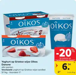 Carrefour Yoghurt op Griekse wijze Oîkos Danone aanbieding