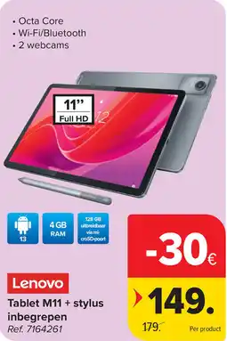 Carrefour Lenovo Tablet M11 + stylus inbegrepen aanbieding