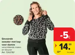 Carrefour Gevoerde sweater met kap voor dames aanbieding