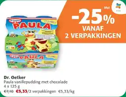 Comarkt Dr. Oetker Paula vanillepudding met chocolade aanbieding