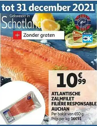 Auchan Atlantische Zalmfilet Filière Responsable Auchan aanbieding