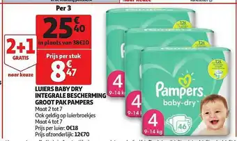 Auchan Luiers Baby Dry Integrale Bescherming Groot Pak Pampers aanbieding