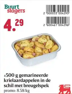 Buurtslagers Gemarineerde krielaardappelen in de schil met breugelspek aanbieding