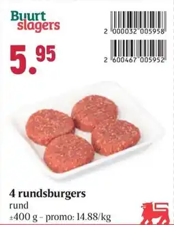 Buurtslagers 4 rundsburgers aanbieding