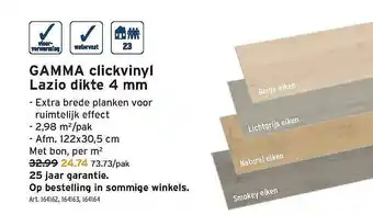 GAMMA Gamma Clickvinyl Lazio Dikte 4 Mm aanbieding