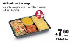 Buurtslagers Wokcolli met scampi aanbieding