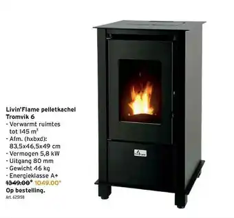 GAMMA Livin Flame Pelletkachel Tromvik 6 aanbieding