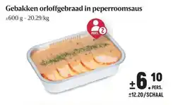 Buurtslagers Gebakken orloffgebraad in peperroomsaus aanbieding