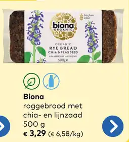 Bio Planet Biona roggebrood met chia- en lijnzaad aanbieding