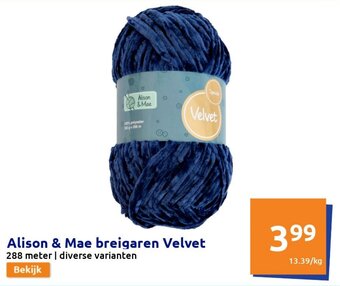 Action Alison & Mae breigaren Velvet aanbieding