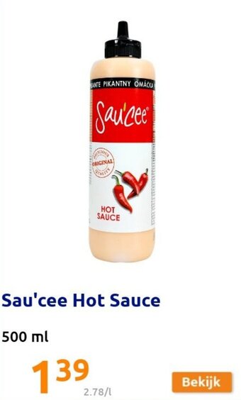 Action Sau'cee Hot Sauce 500ml aanbieding