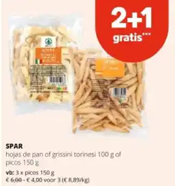 Spar SPAR hojas de pan of grissini torinesi 100 g aanbieding