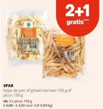 Spar SPAR hojas de pan of grissini torinesi 100 g aanbieding