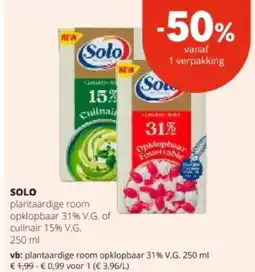 Spar SOLO plantaardige room aanbieding