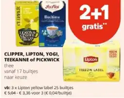 Spar CLIPPER, LIPTON, YOGI, TEEKANNE of PICKWICK aanbieding