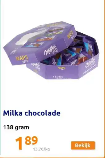 Action Milka chocolade 138gram aanbieding
