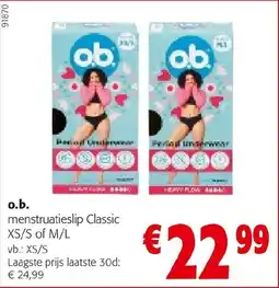Colruyt o.b. menstruatieslip Classic aanbieding