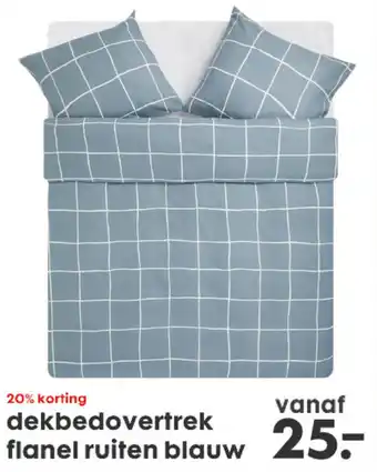 Dekbedovertrek flanel ruiten blauw