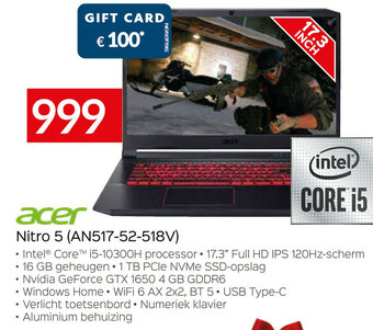 Exellent Acer Nitro 5 (AN517-52-518V) aanbieding