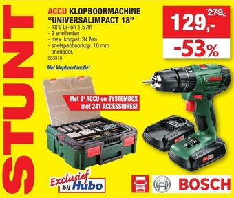 Hubo Accu Klopboormachine Universalimpact 18 aanbieding