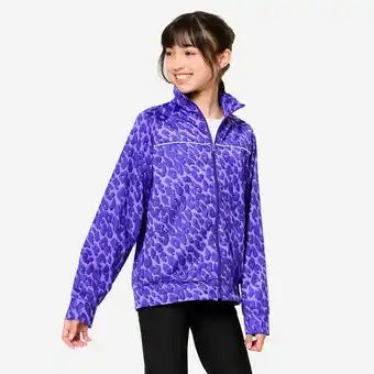 Decathlon Ademend meisjesjack luipaardmotief paars aanbieding