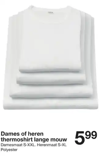 Zeeman Dames of heren thermoshirt lange mouw aanbieding