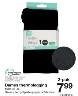 Zeeman Dames thermolegging aanbieding