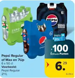 Carrefour Market Pepsi Regular of Max en 7Up aanbieding