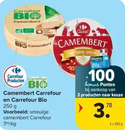Carrefour Market Camembert Carrefour en Carrefour Bio aanbieding