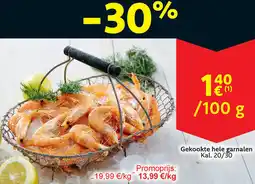 Cora Gekookte hele garnalen Kal. 20/30 aanbieding