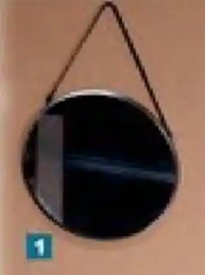 Carrefour Ronde spiegel met handgroep in krunstleder 40cm aanbieding