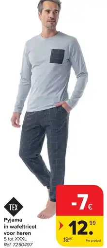 Carrefour Pyjama in wafeltricot voor heren aanbieding