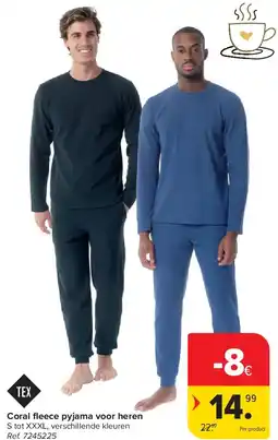 Carrefour Coral fl eece pyjama voor heren aanbieding