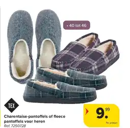 Carrefour Charentaise-pantoffels of fl eece pantoffels voor heren aanbieding