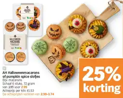 Albert Heijn AH Halloweenmacarons of pumpkin spice slofjes aanbieding