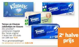 Albert Heijn Tempo en Kleenex zakdoekjes en tissues aanbieding