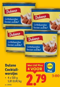 Lidl Dulano Cocktail- worstjes aanbieding