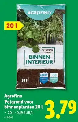 Lidl Agrofino Potgrond voor binnenplanten 20 l aanbieding