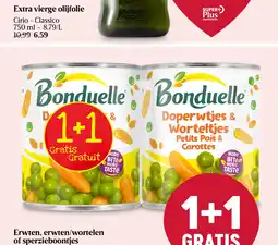 Delhaize Erwten, erwten/wortelen of sperzieboontjes aanbieding