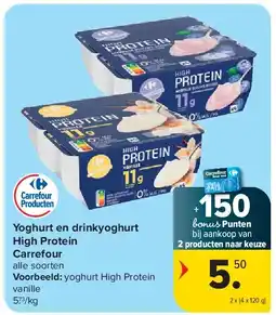 Carrefour Yoghurt en drinkyoghurt High Protein Carrefour aanbieding