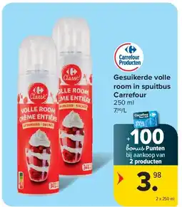 Carrefour Gesuikerde volle room in spuitbus Carrefour aanbieding